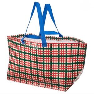 IKEA VINTERFINT Large Shopping Bag 🎄 Multicolor Check Pattern Holiday Tote NWT
